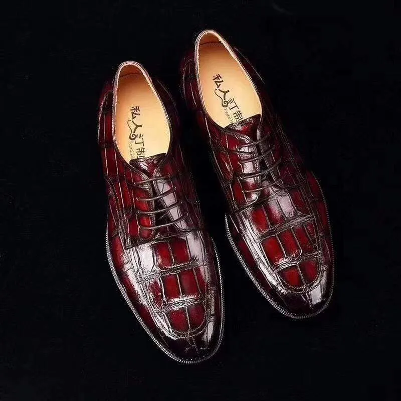 Crocodile Shoes Mens Crocodile Leather Brogue Wingtip Dress Slip On  Dress Shoes Look Style Easy to Wear