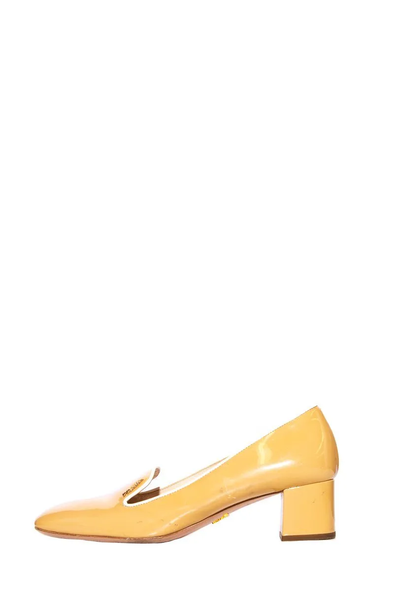 Snow Ride Quiet Step Prada Beige Patent Leather Loafers SZ 38