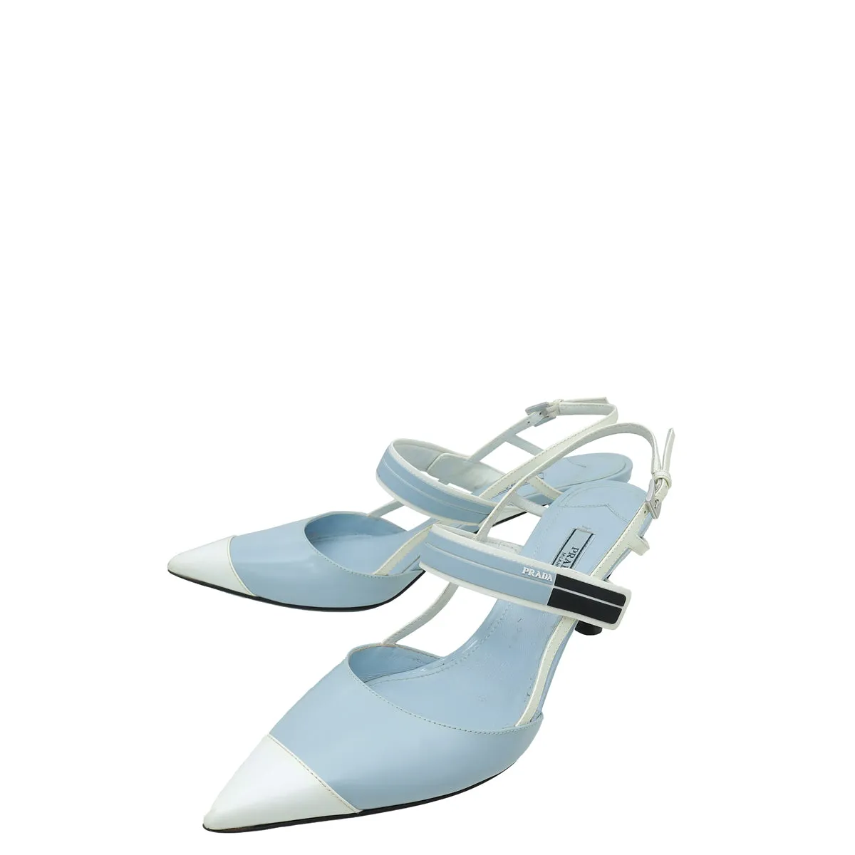 Prada Bicolor Brushed Slingback Heels 38 Power Flow Comfortable fit