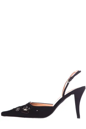 Moon Walk Prada Black Embroidered Pumps SZ 39.5