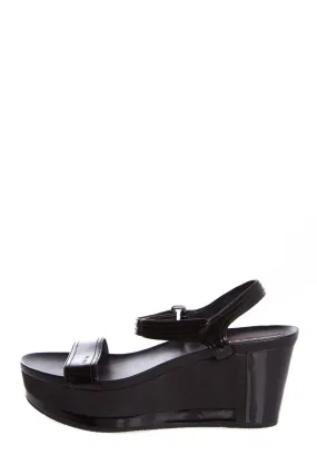 Soft Land Prada Black Patent Leather Platform Sandals SZ 39