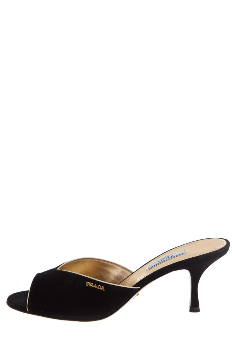 Prada Black Suede Mules SZ 41 Sturdy Build Hot Mood