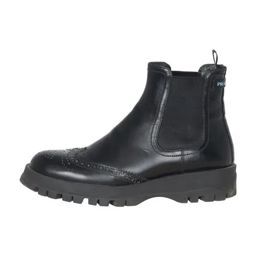 Outdoor Fun ergonomic Prada Brogue Leather Ankle Boots