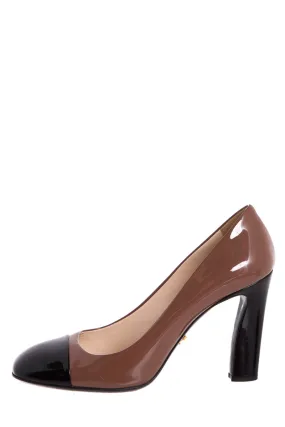 Body Align Prada Brown & Black Patent Heels SZ 40