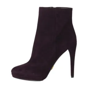 Prada Burgundy Suede Ankle Boots Canvas