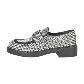 Prada Crystal Satin Loafers - New Condition Desert Cool Slip On Style