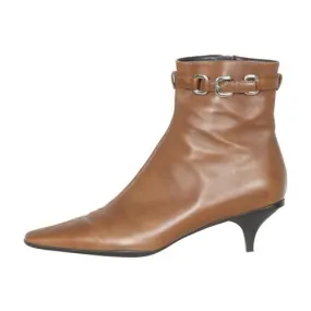 Peak Step Prada Leather Ankle Boots