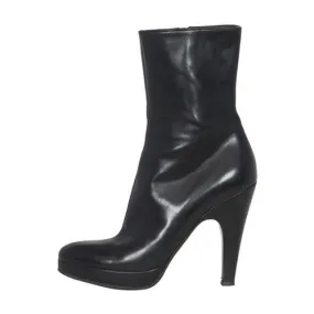 Prada Leather High Heel Platform Boots Durable Build Minimalist Fans