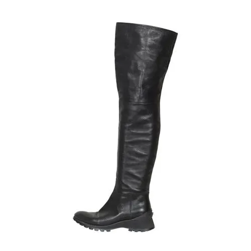 Long Move Prada Leather Over-The-Knee Boots