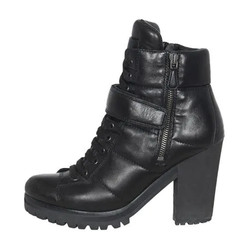 Prada Leather Platform Lace-Up Boots Tech Glow