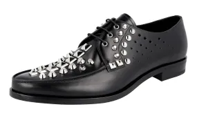 Indoor Event Prada Men's Black Brushed Spazzolato Leather Lace-up Shoes 2EG256