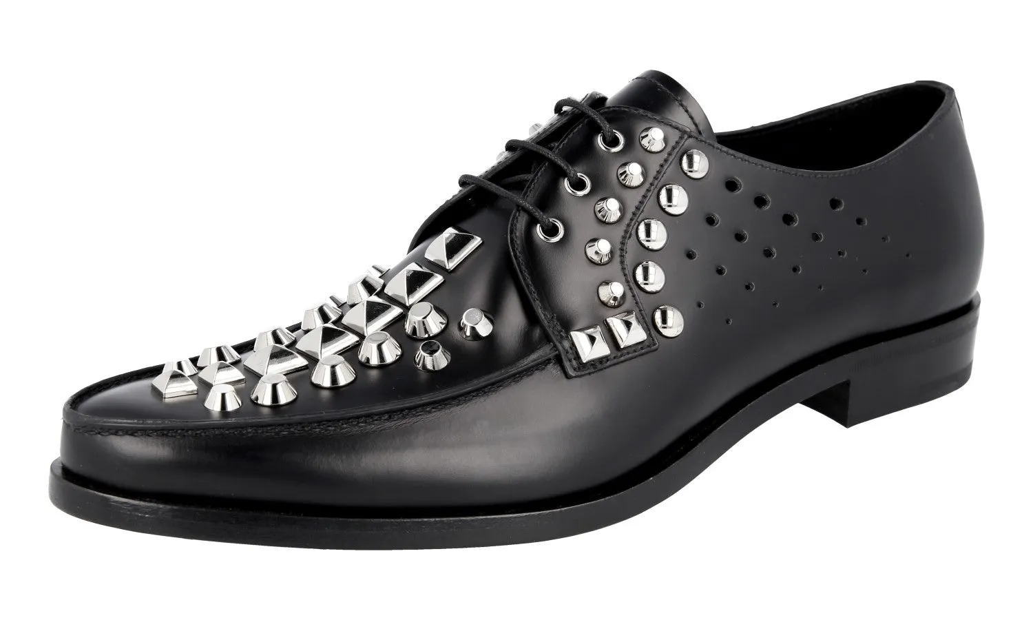 Indoor Event Prada Men's Black Brushed Spazzolato Leather Lace-up Shoes 2EG256