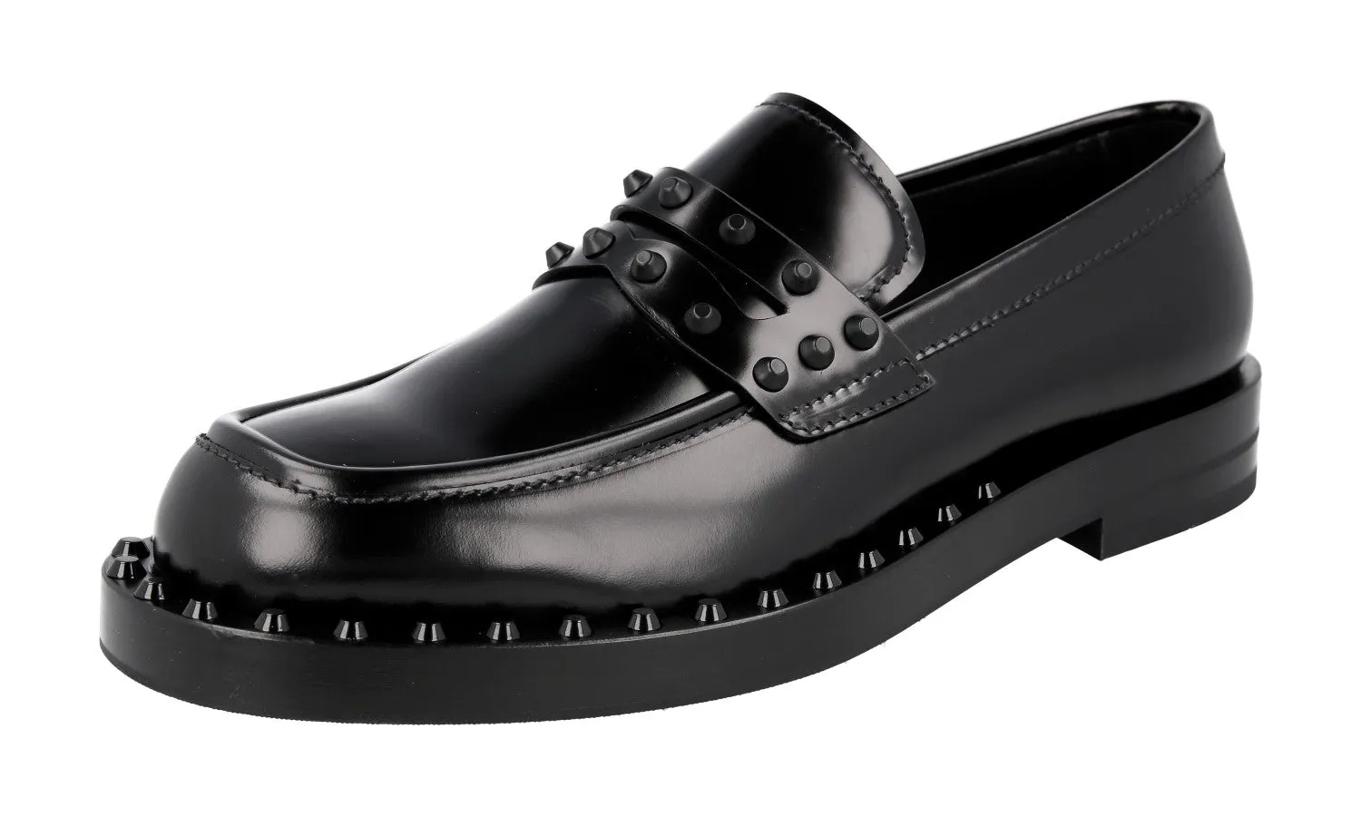 Firm Guard Prada Men's Black Brushed Spazzolato Leather Loafers 2DA127