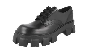 Prada Men's Black Brushed Spazzolato Leather Monolith Lace-up Shoes 2EE342 understated look