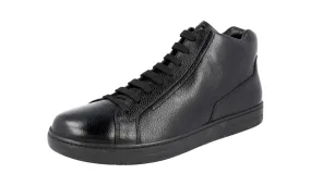 Flex grooves Smooth Upper Prada Men's Black Buffalo Leather High-Top Sneaker 4T2998