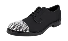 Prada Men's Black Crystal Cap Toe Derby Lace-up Shoes 2EA163 Quick Shade Work Session