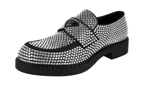 Fresh Path Lane Hill Lane Prada Men's Black Leather Double Chocolate Crystal Loafers 2DE135