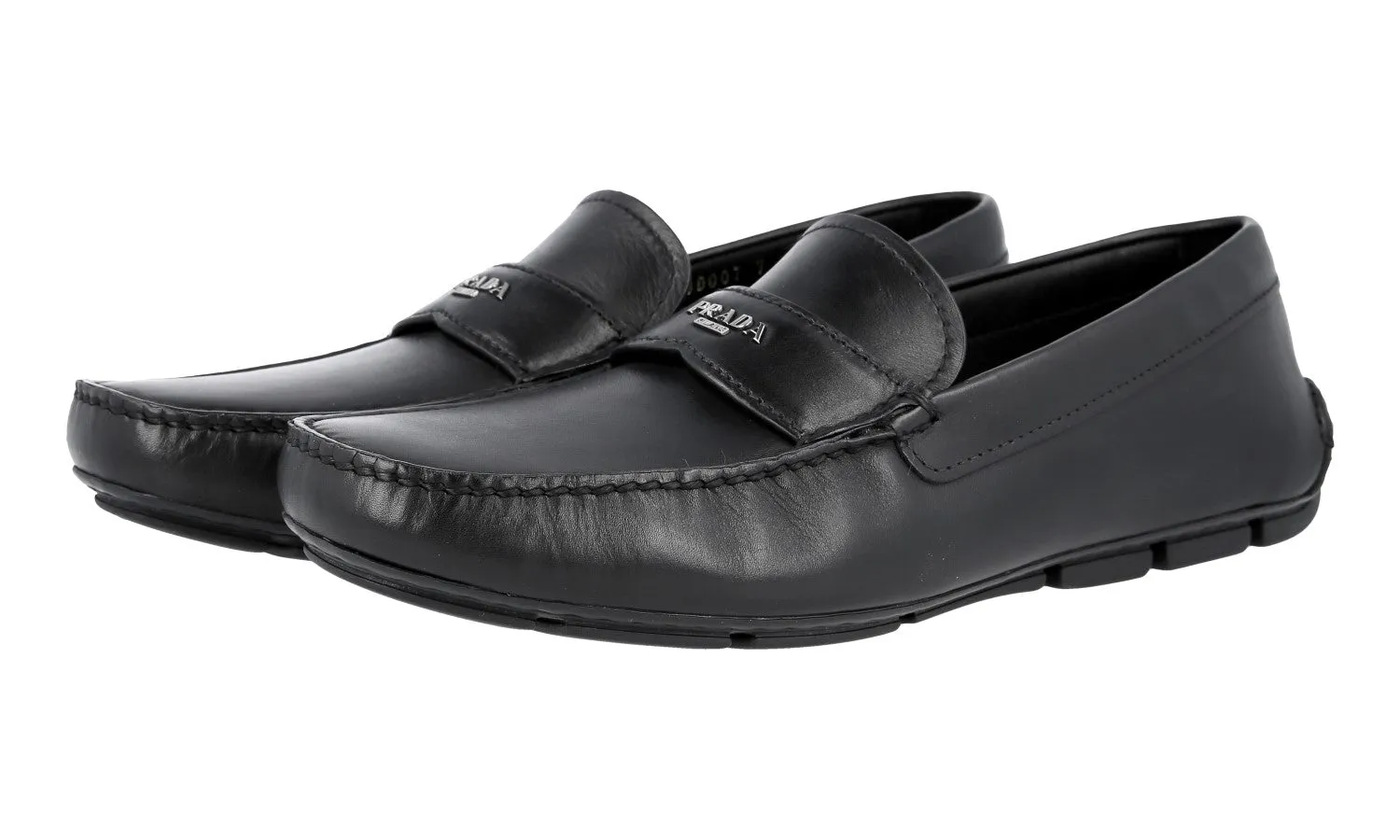 Prada Men's Black Leather Driving Loafers 2DD007 Active Path Event Day