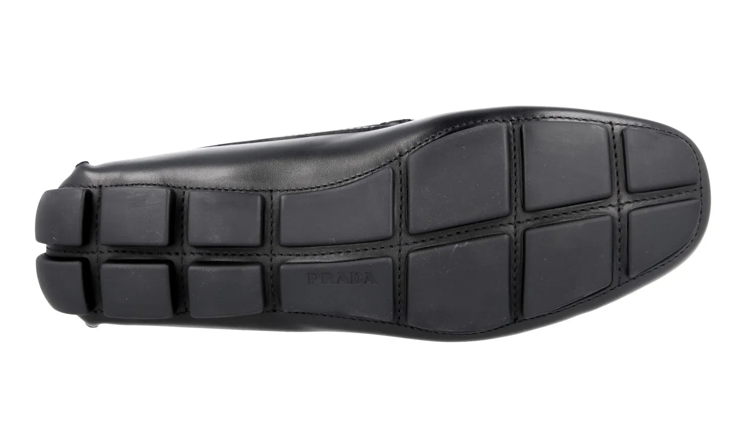 Prada Men's Black Leather Driving Loafers Loafers 2D2170 Lightweight Build Clear Path Lane