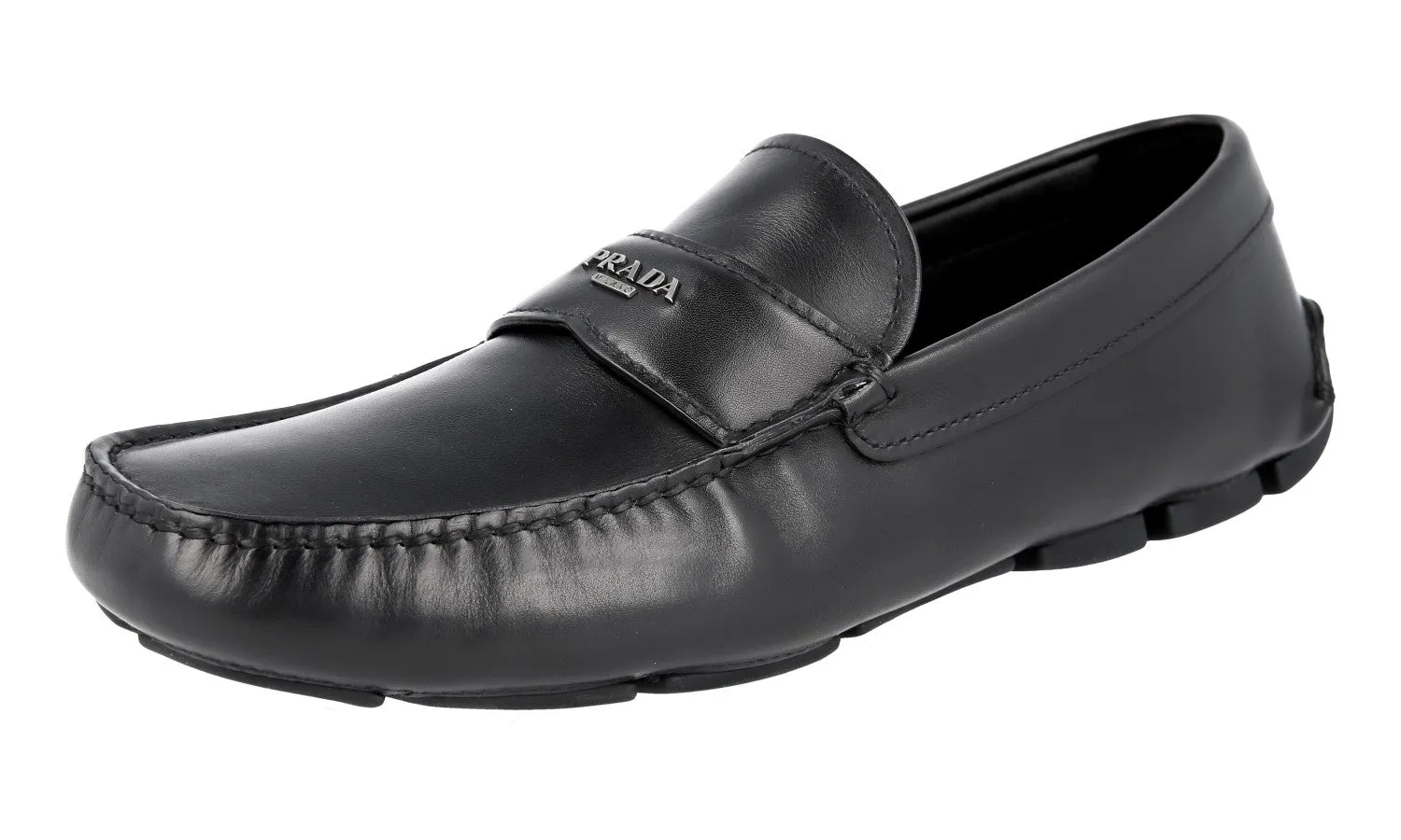 Prada Men's Black Leather Driving Loafers Loafers 2D2170 Slip On