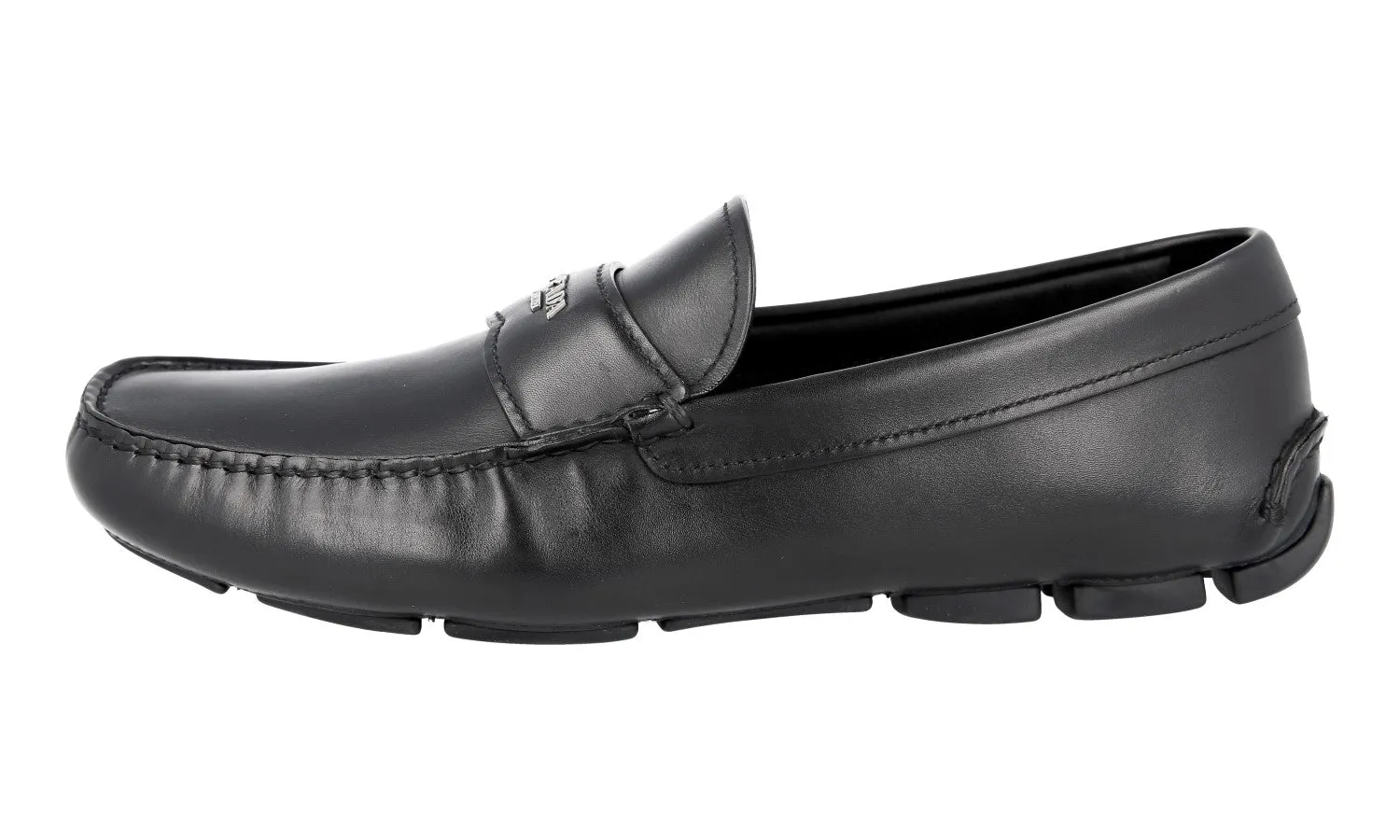 Light support Prada Men's Black Leather Driving Loafers Loafers 2D2170