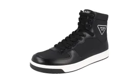Prada Men's Black Leather High-Top Sneaker 2TG179 Flexible Tread