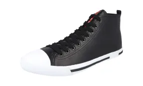 Sculpted materials Prada Men's Black Leather High-Top Sneaker 4T2583