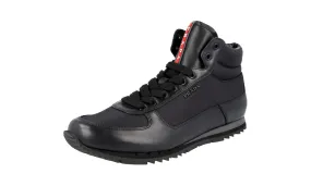 Prada Men's Black Leather High-Top Sneaker 4T2782 Comfy Support LongLasting