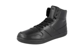 Prada Men's Black Leather High-Top Sneaker 4T3368 Pressure Relief Grooves hypoallergenic
