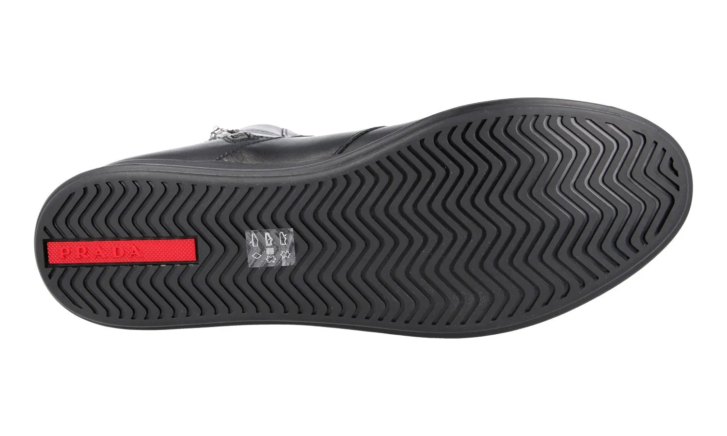 Light Touch Prada Men's Black Leather High-Top Sneaker 4T3368