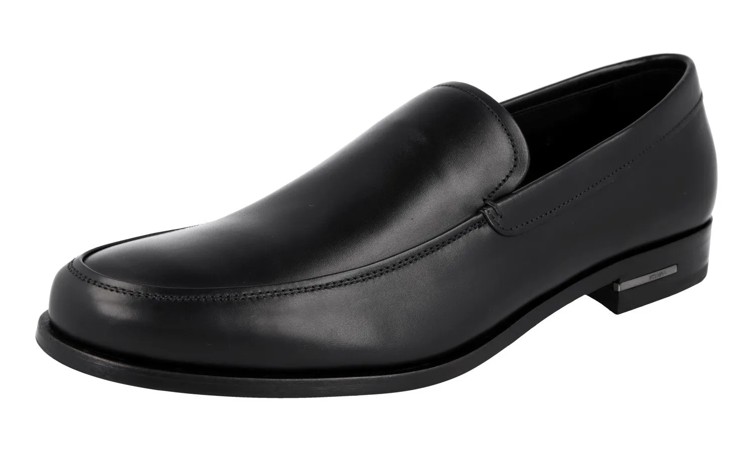 Prada Men's Black Leather Loafers 2DB076 Slip-On Shoes