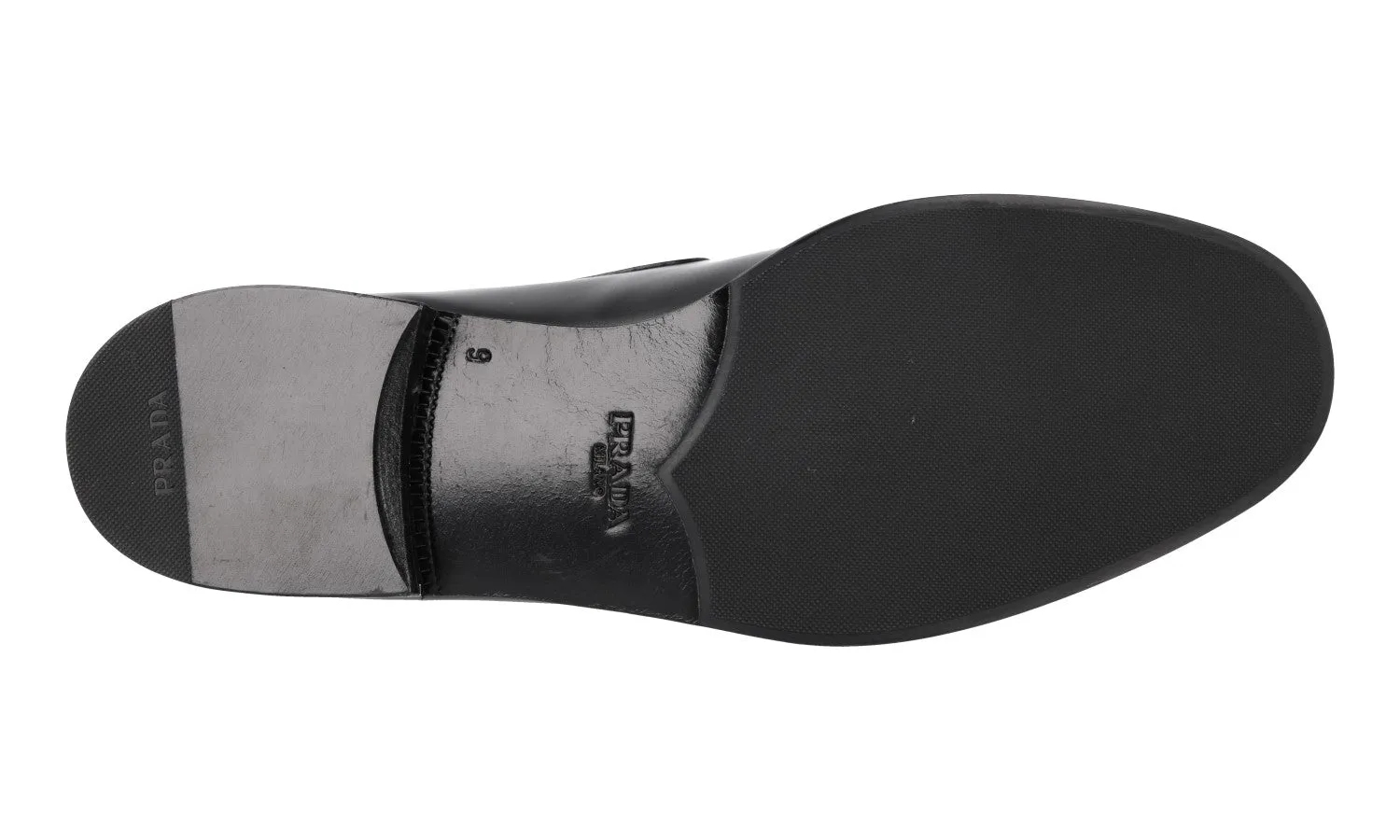 Heel Safe Prada Men's Black Leather Loafers 2DB076