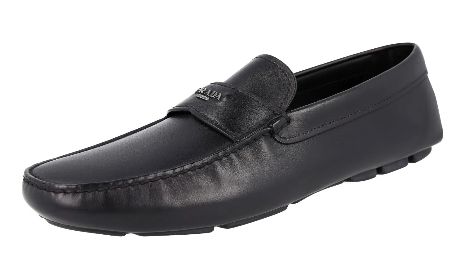 High Quality Prada Men's Black Leather Logo Loafers 2DD165