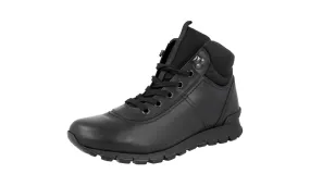 Prada Men's Black Leather Matchrace High-Top Sneaker 4T3040 LaceUp Comfort Cushion Technology