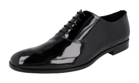 Dance Night Prada Men's Black Leather Oxford Black Tie Tuxedo Lace-up Shoes 2EB172