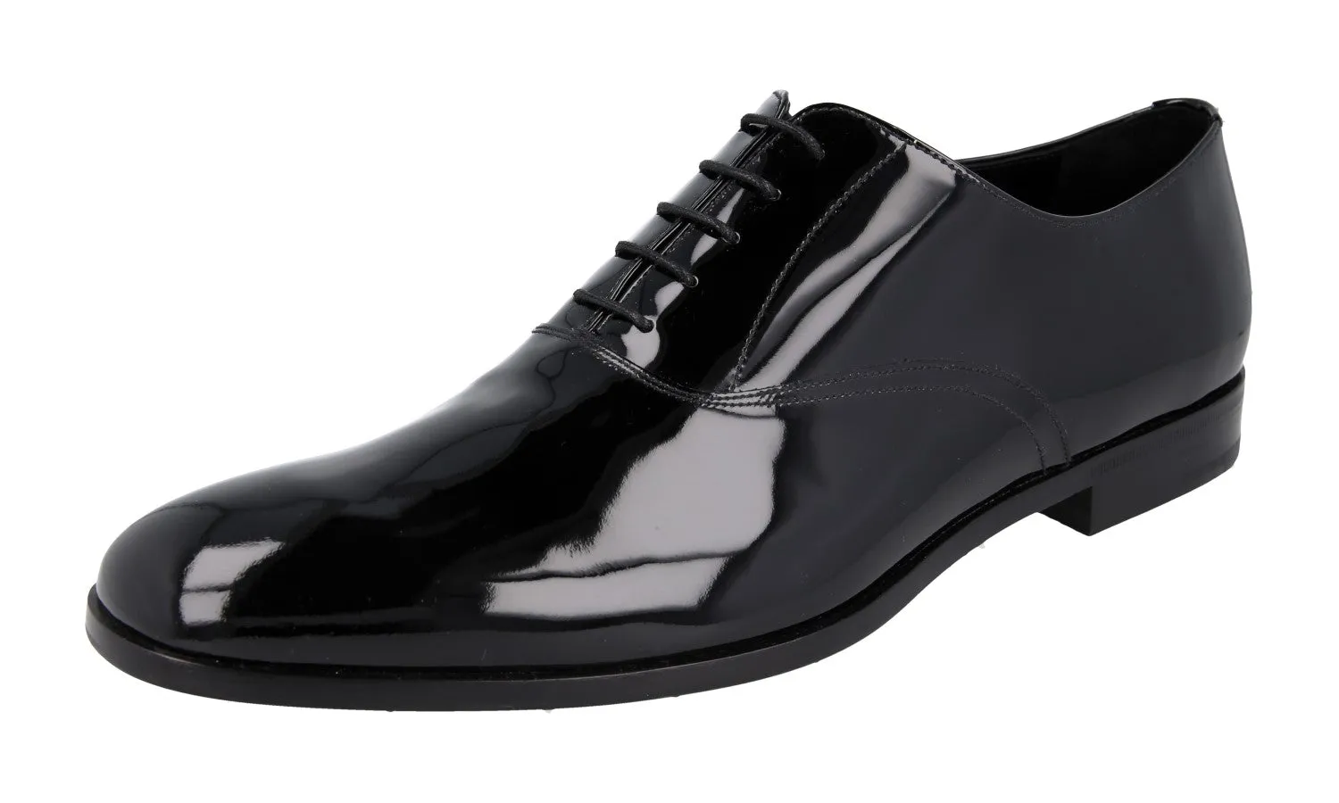 Dance Night Prada Men's Black Leather Oxford Black Tie Tuxedo Lace-up Shoes 2EB172