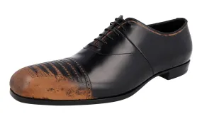 Prada Men's Black Leather Oxford Lace-up Shoes 2E2235 Casual Elegance