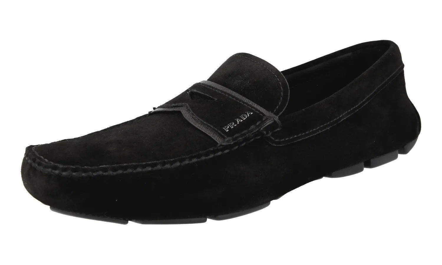 Steady Lane durable soles Prada Men's Black Leather Penny Loafer Loafers 2DD155