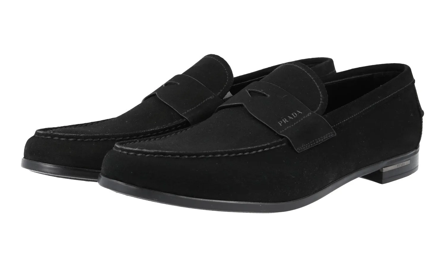 Prada Men's Black Leather Penny Loafers 2DA119 Power Lane