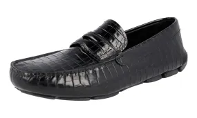 River Path premium design Prada Men's Black Leather Penny Loafers 2DD151