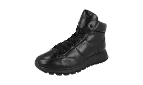 Sport Fit Dynamic Flex Zones Prada Men's Black Leather Prax01 Shearling High-Top Sneaker 4T3471