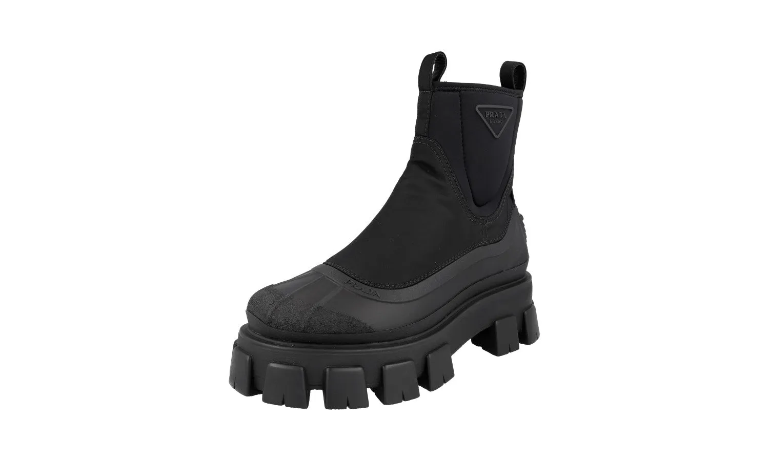 Softness Prada Men's Black Monolith High-Top Sneaker 2UE029