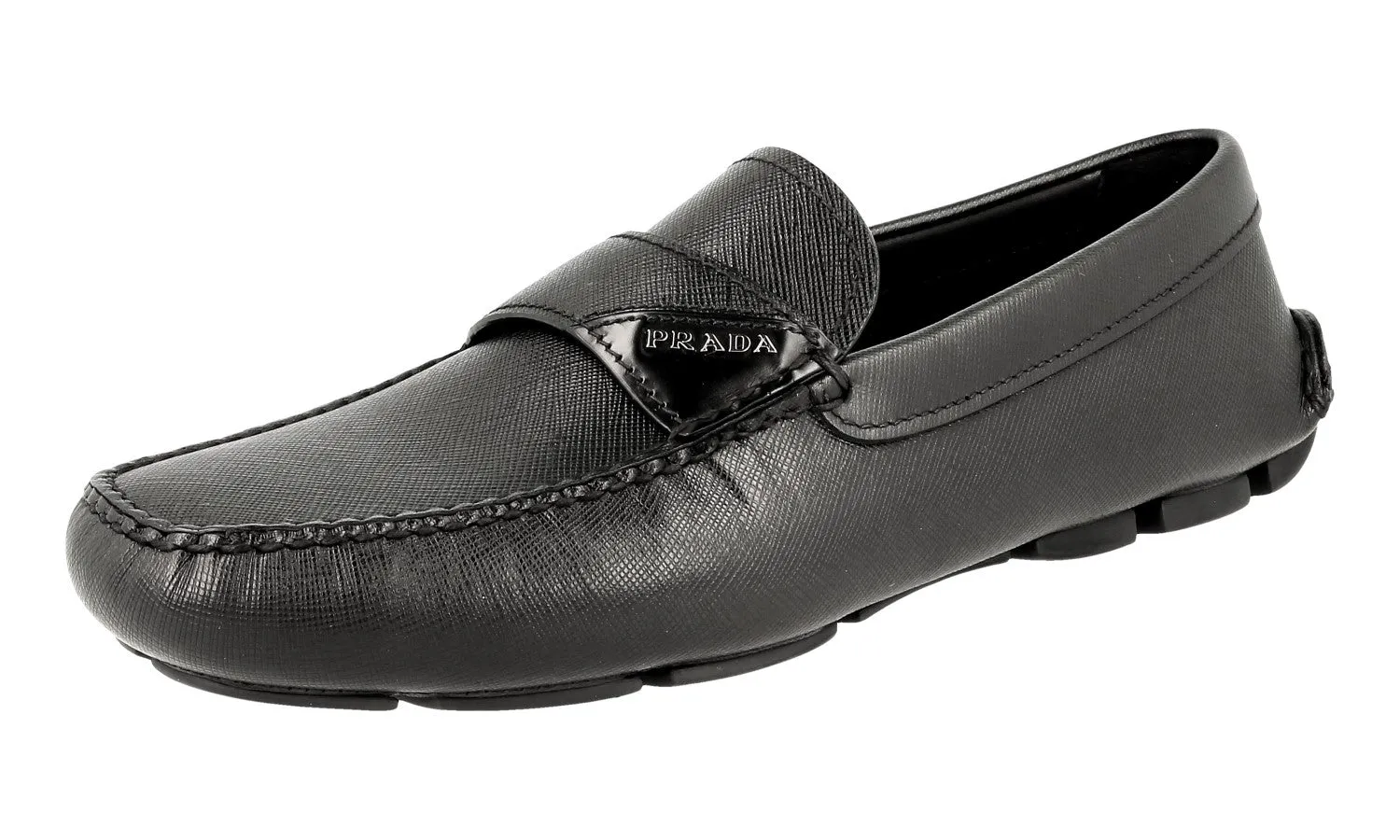 Mature Chic Classic Look Prada Men's Black Saffiano Leather Loafers 2DD125