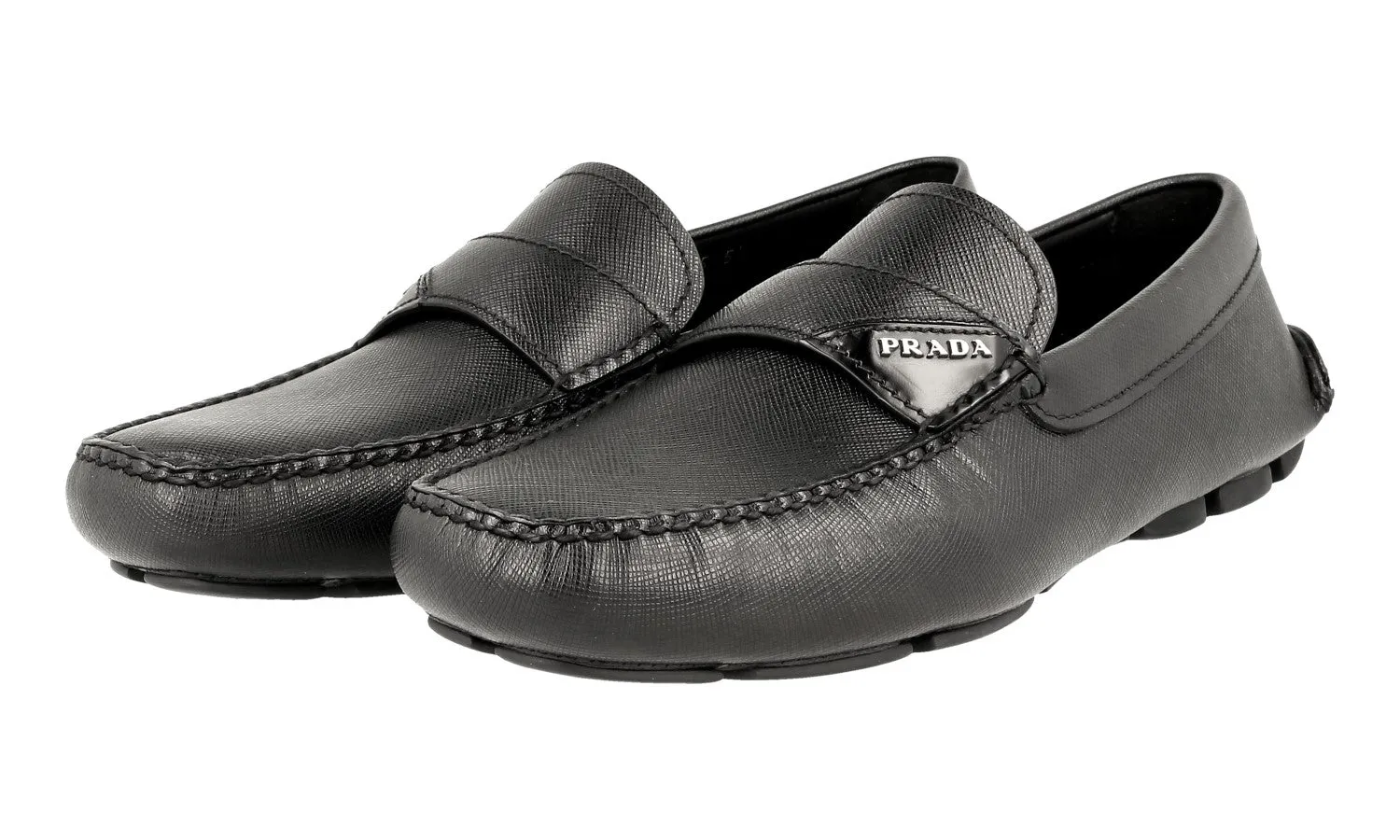 All-Purpose Wear Prada Men's Black Saffiano Leather Loafers 2DD125