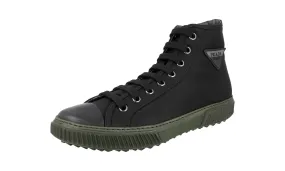 Travel Essentials Comfortable Standing Prada Men's Black Stratus High-Top Sneaker 4T3306