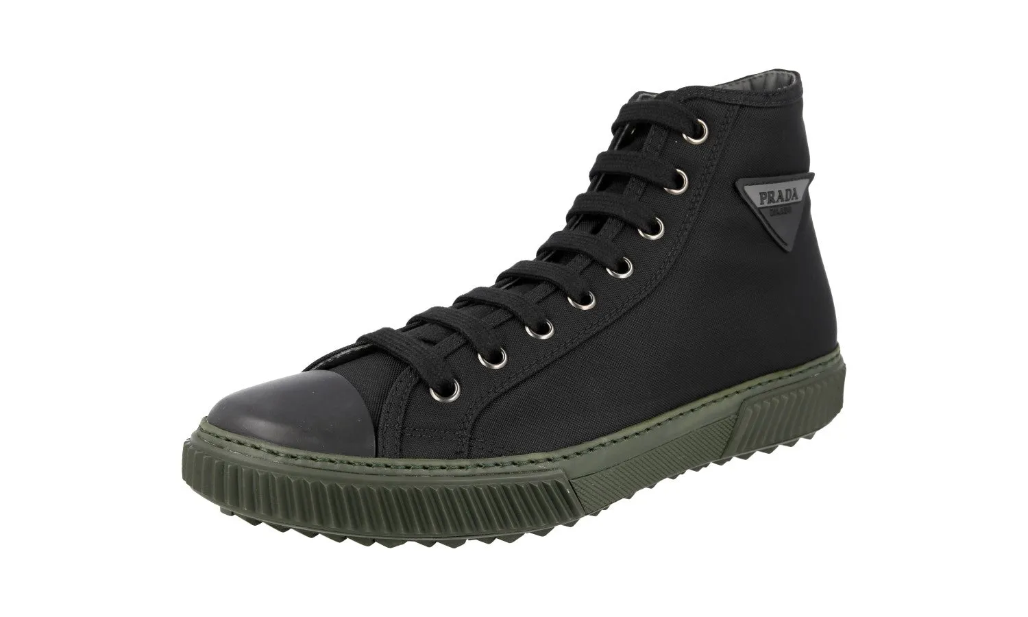 Travel Essentials Comfortable Standing Prada Men's Black Stratus High-Top Sneaker 4T3306