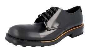 Prada Men's Black welt-sewn Leather Lace-up Shoes 2EG190 Functional Design