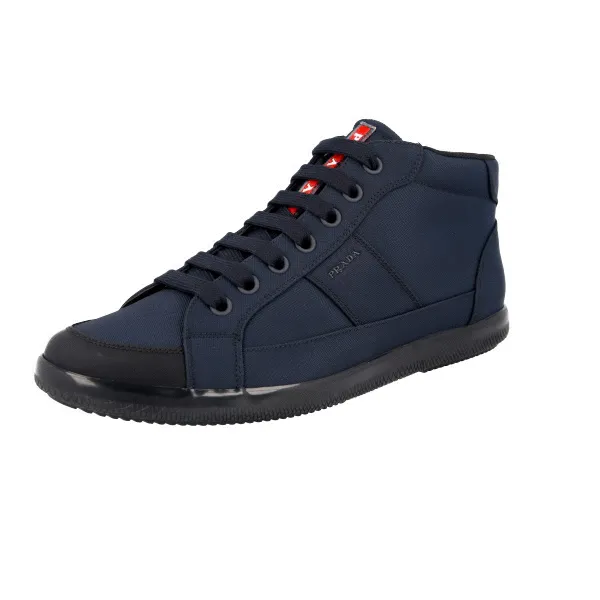 Prada Men's Blue High-Top Sneaker 4T3029 Classy ease