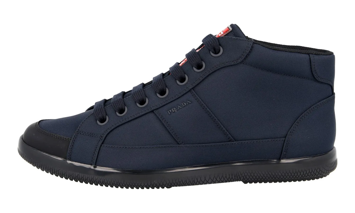 Shock Touch Elasticity Prada Men's Blue High-Top Sneaker 4T3029