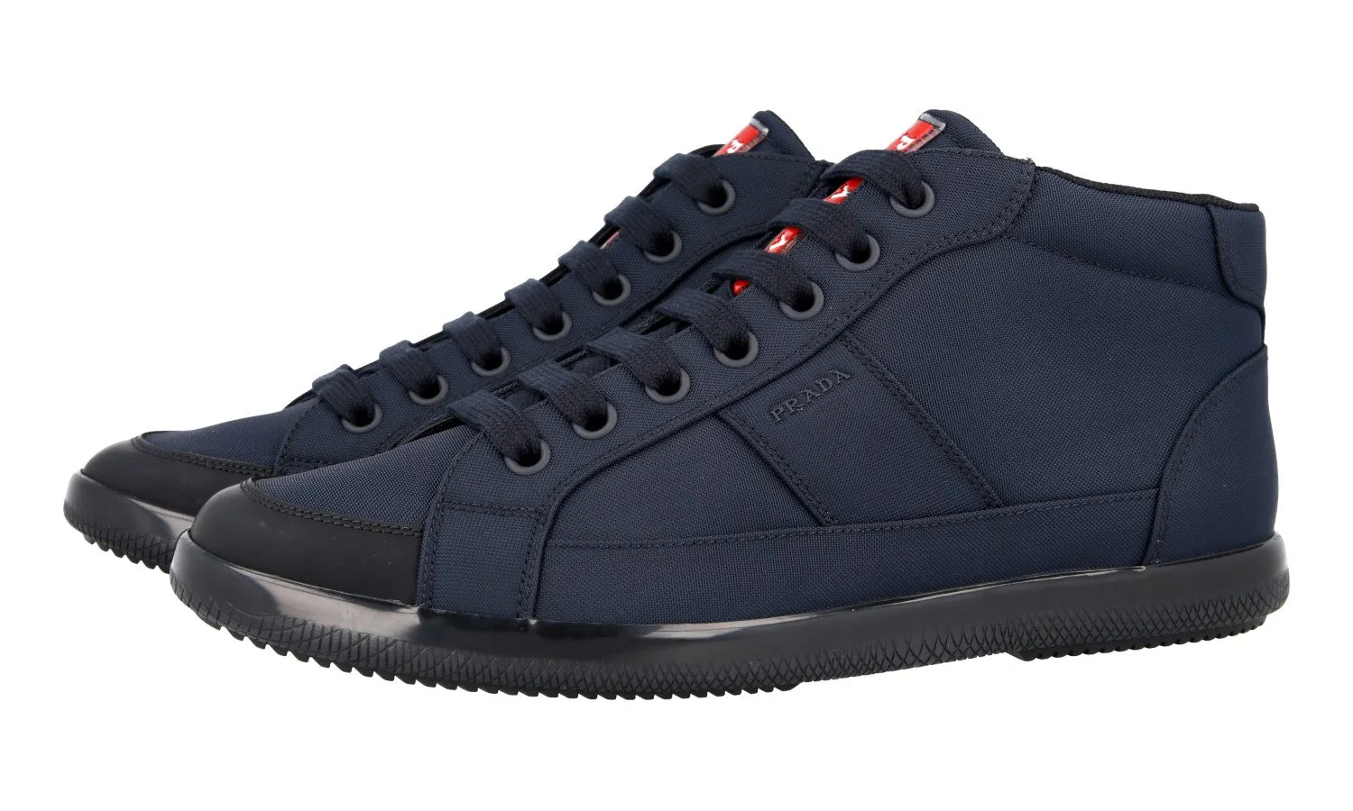 Prada Men's Blue High-Top Sneaker 4T3029 Supportive grip Cushioned performance